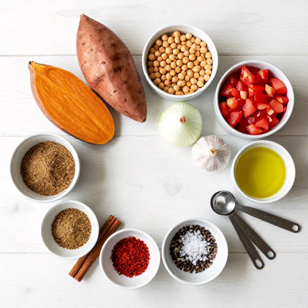 Ingredients for Moroccan Sweet Potato and Chickpea Soup