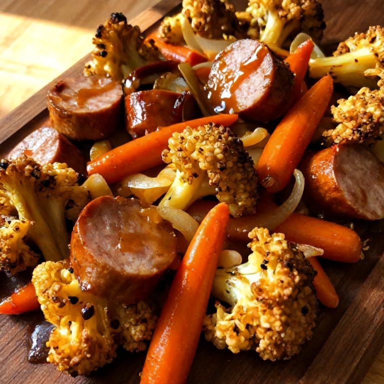 one-pan honey garlic kielbasa and veggies