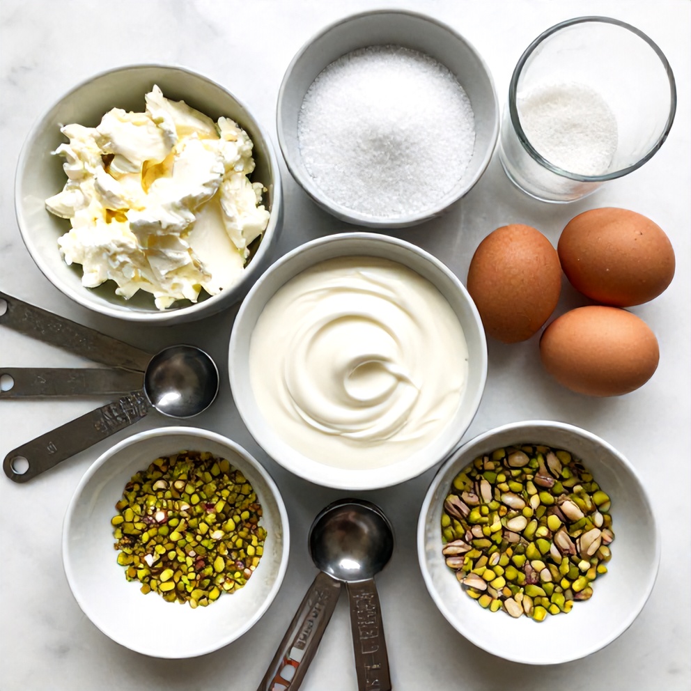 Raw Ingredients for Pistachio Cheesecake
