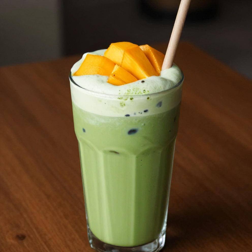 Refreshing Iced Mango Matcha Latte