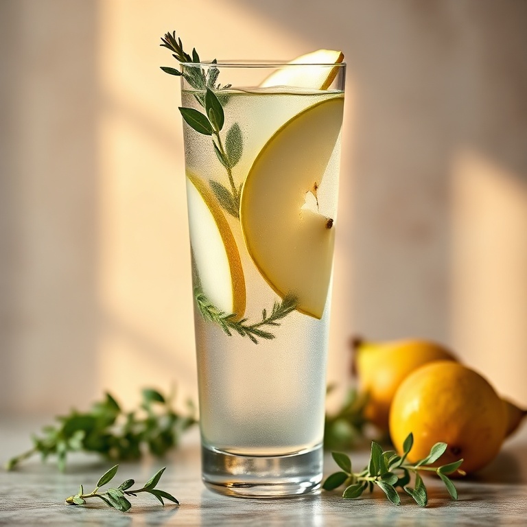 Refreshing Pear Thyme Mocktail