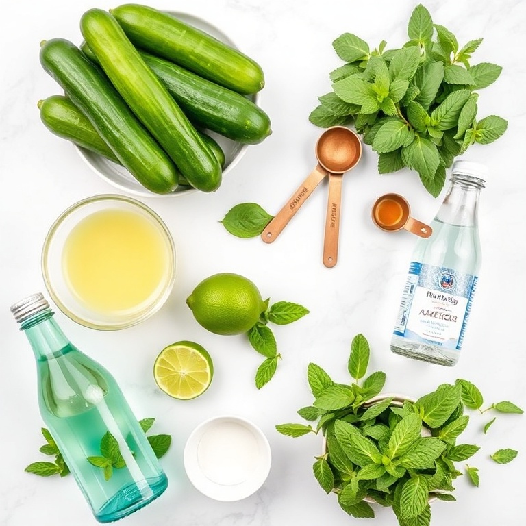Ingredients for Refreshing Sparkling Cucumber Agua Fresca