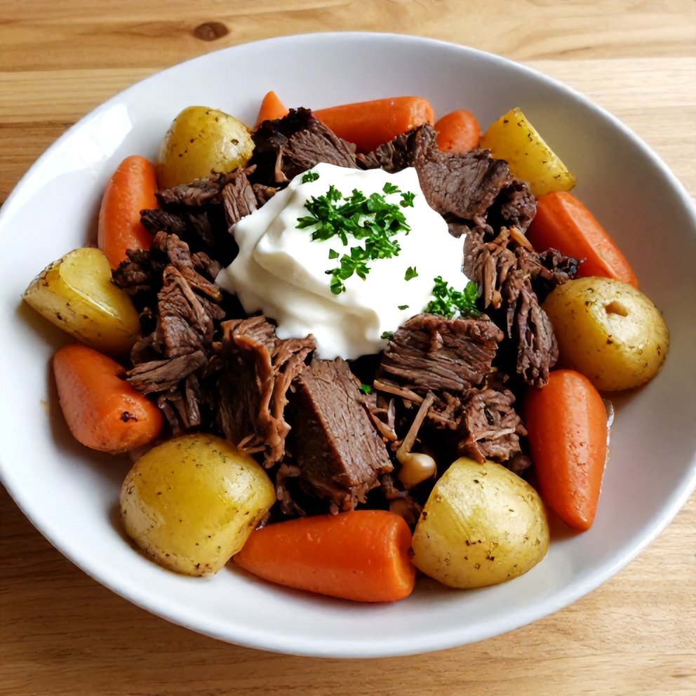 Plated Slow Cooker Chuck Roast with Vegetables