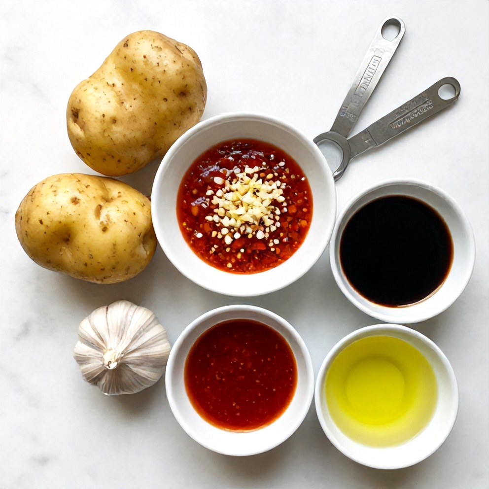 Ingredients for Spicy Potato Noodles with Garlic and Chili Sauce