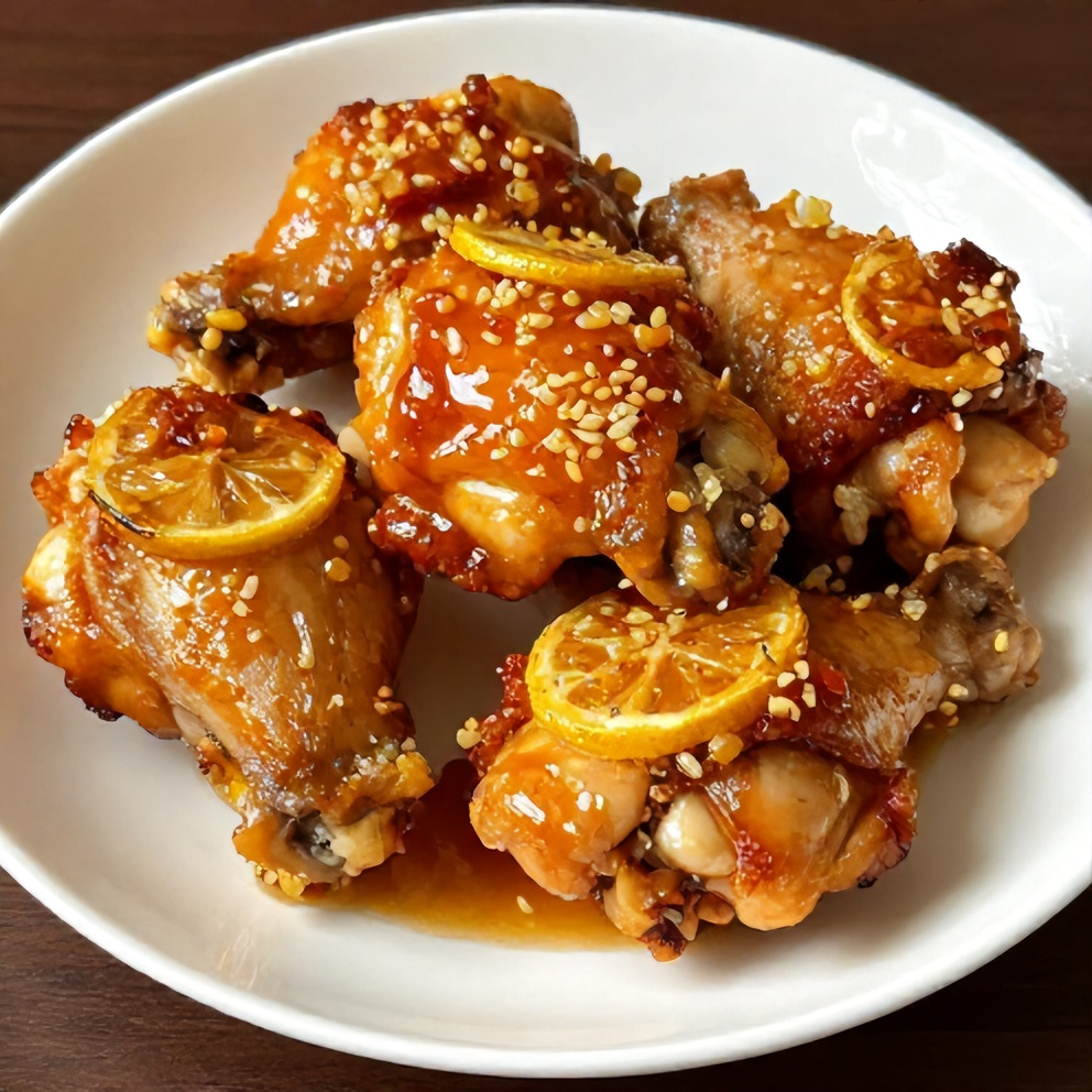 sticky honey lemon garlic chicken thighs
