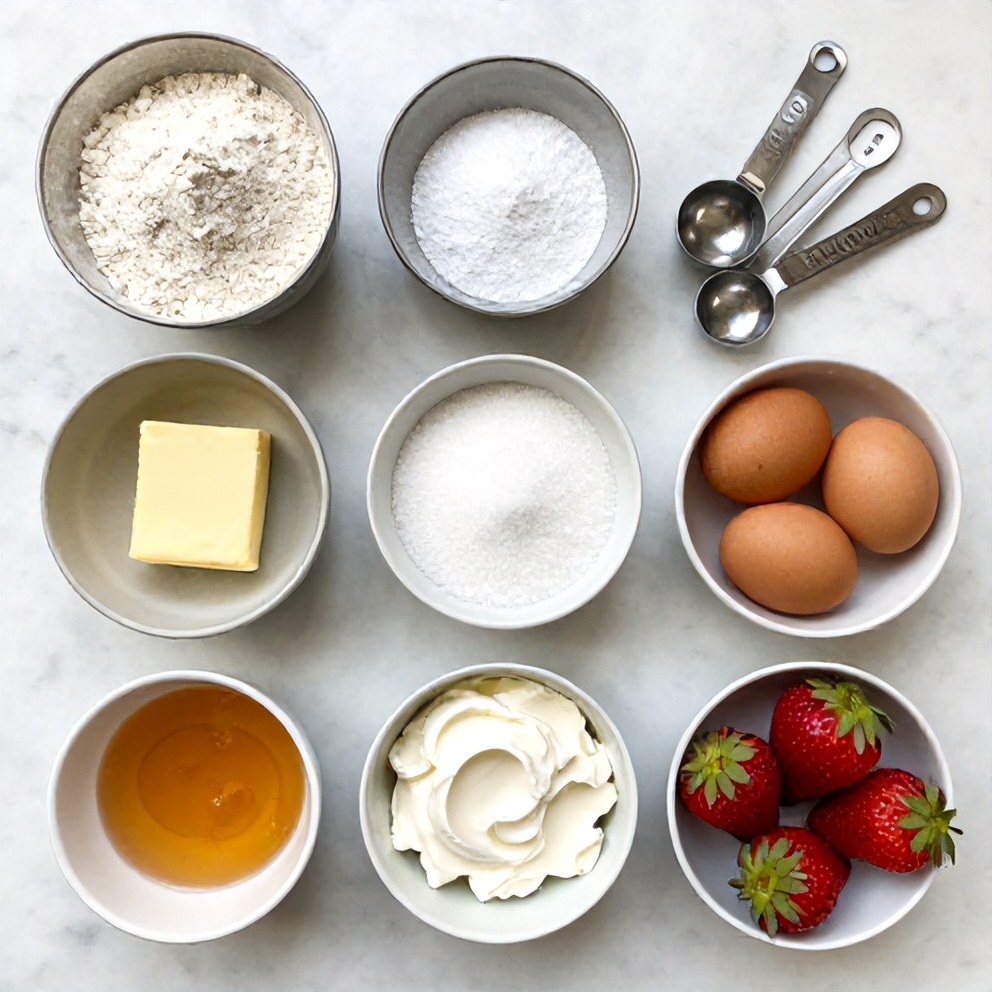 Raw ingredients for Strawberry Cheesecake Cookies