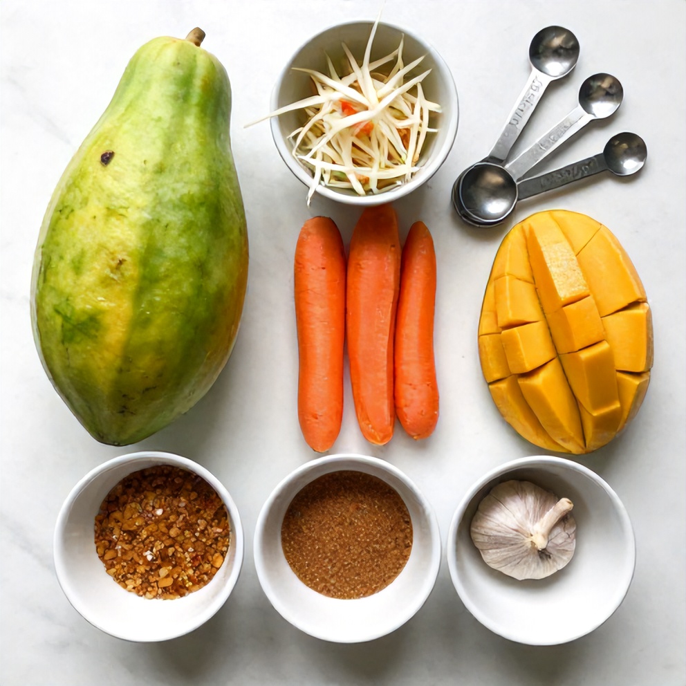 Thai Mango Green Papaya Salad Ingredients