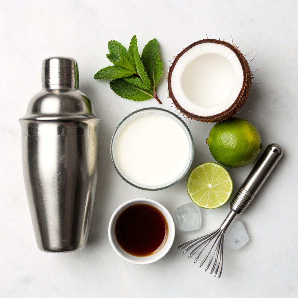 Raw ingredients for White Christmas Mojito