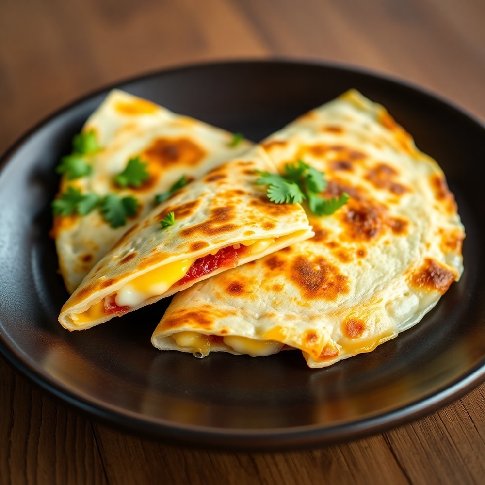 Plated Bacon Egg and Cheese Breakfast Quesadillas