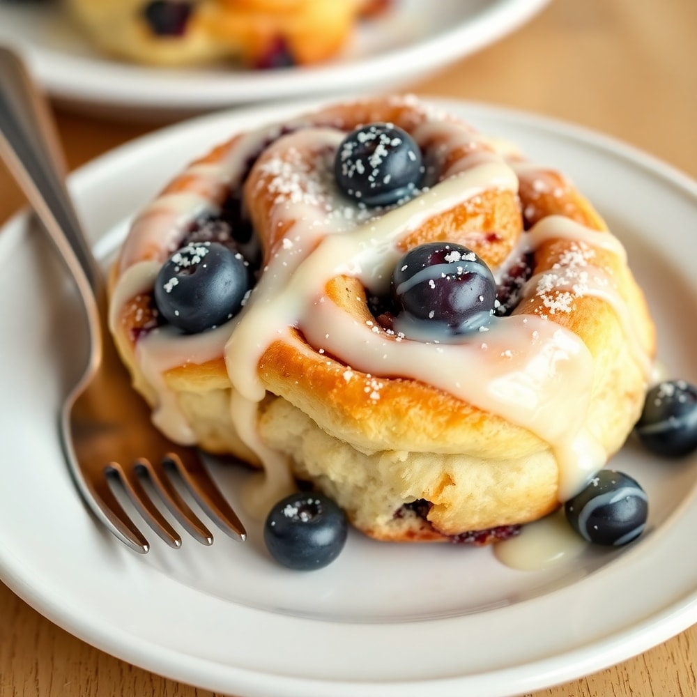 Blueberry Cinnamon Rolls ready to serve