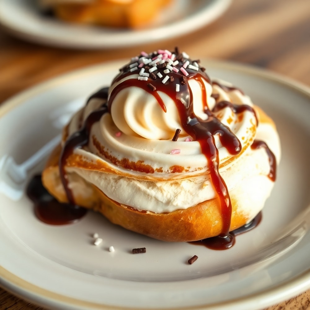 Creamy Swirl Ice Cream Bread Treat on a plate