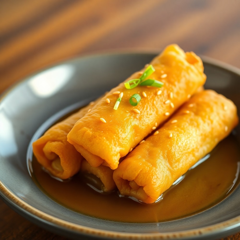 Egg Roll in a Bowl plated with sesame seeds and green onions
