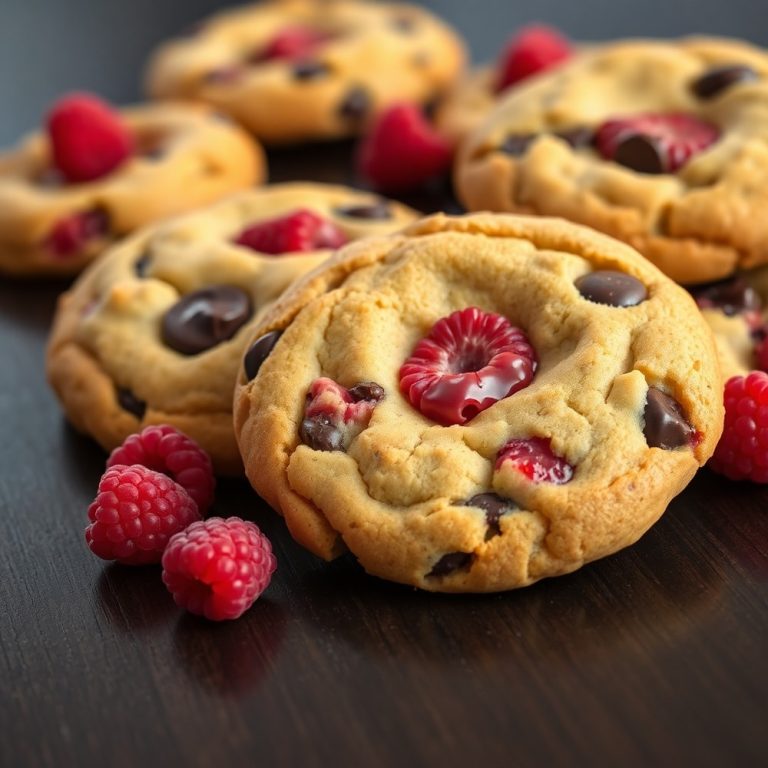 crispy raspberry chocolate chip cookies