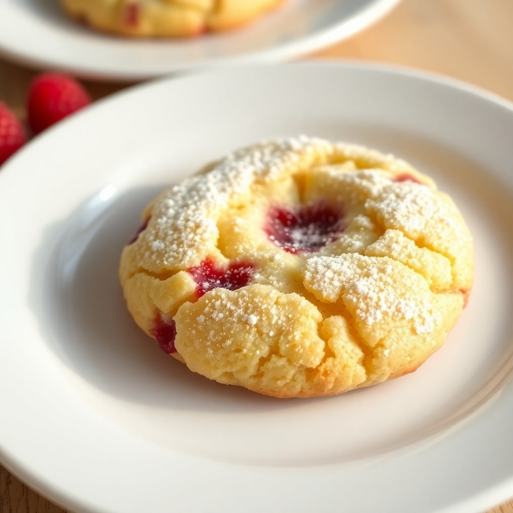 Raspberry Lemon Cookie on a white plate