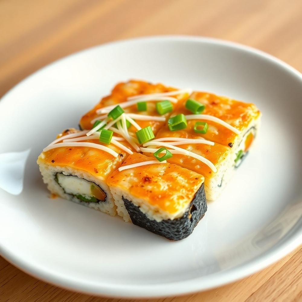 Plated sushi bake with nori strips