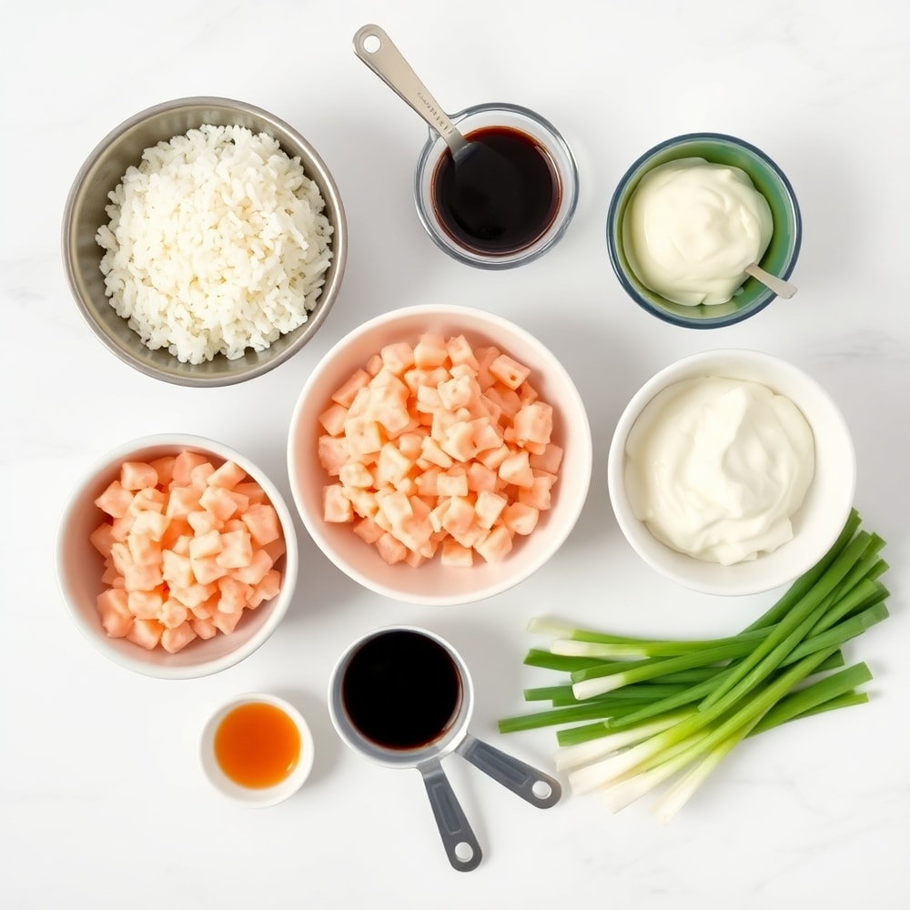 Raw ingredients for sushi bake
