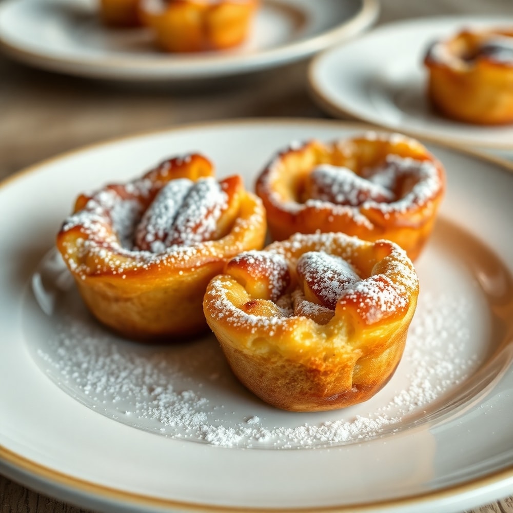 French Toast Cups with powdered sugar