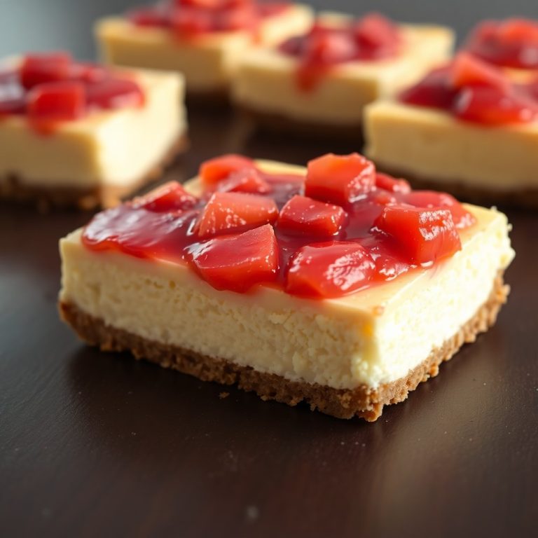 No Bake Rhubarb Cheesecake Squares