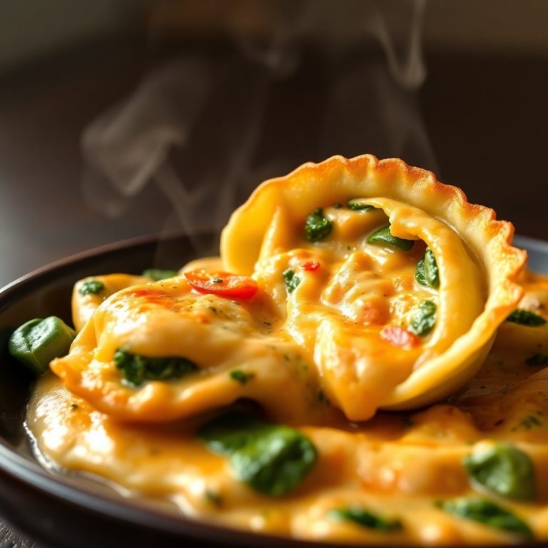 One Pot Creamy Spinach Tomato Tortellini